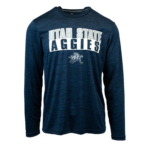 Utah State Aggies Aggie Bull Navy Heathered Long-Sleeve T-Shirt